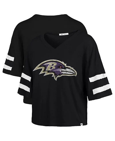 '47 Brand Women's Black Baltimore Ravens Premier Scout Cropped V-Neck T-Shirt