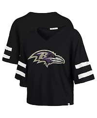 '47 Brand Women's Black Baltimore Ravens Premier Scout Cropped V-Neck T-Shirt