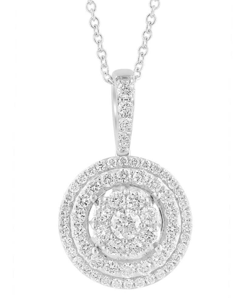 Effy Diamond Concentric Circle 18" Pendant Necklace (3/4 ct. t.w.) in 14k White Gold