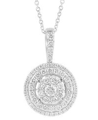Effy Diamond Concentric Circle 18" Pendant Necklace (3/4 ct. t.w.) in 14k White Gold