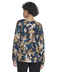 Calvin Klein Women's Long Sleeve Keyhole Blouse
