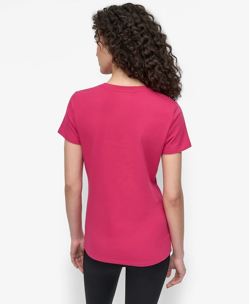 Dkny Women's Sport Glitter Logo Crew Neck T-shirt