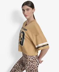 Dkny Women's Cropped Mesh Varsity Jersey