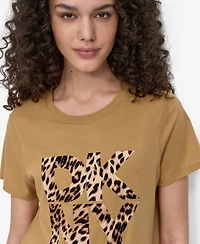 Dkny Women's Stacked Animal Print Crew Neck T-shirt