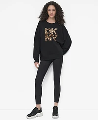 Dkny Women's Stacked Flock Logo Crew Neck Top