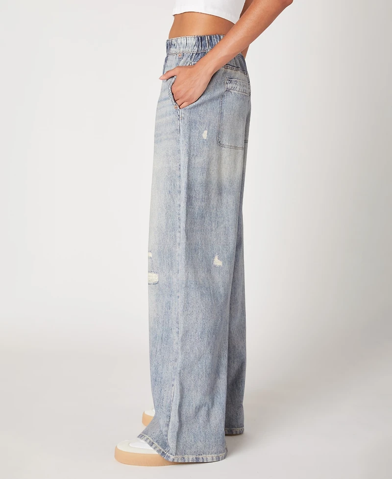 Blank Nyc Women's Wide Leg Knit Denim Pants