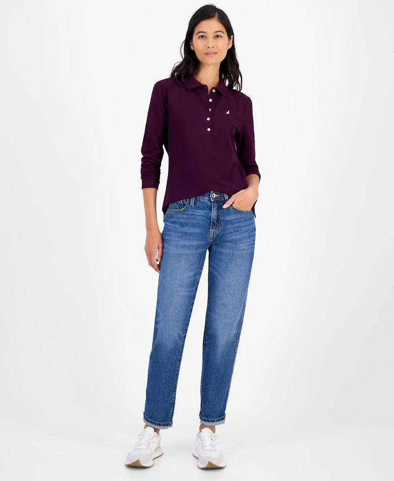 Nautica Jeans Women's Long Sleeve Polo Shirt