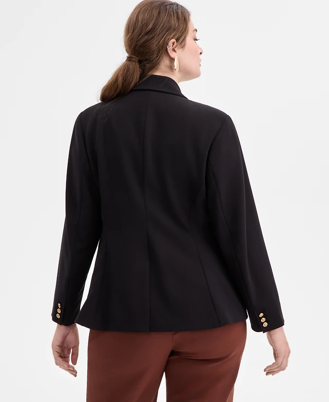 International Concepts Women's Peak Lapel Cropped Blazer