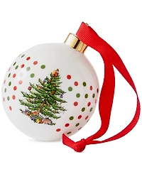 Spode Christmas Tree Polka Dot Porcelain Ball Ornament