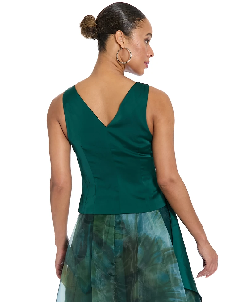 Muse Women's Asymmetrical Pleated V-Neck Top
