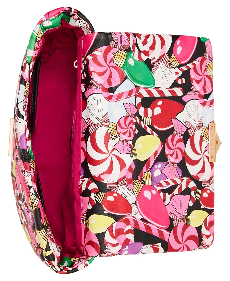 Betsey Johnson Holiday Blow Out Flap Small Crossbody Bag