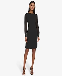 Karl Lagerfeld Paris Women's Illusion-Sleeve Beaded-Cuff Dress