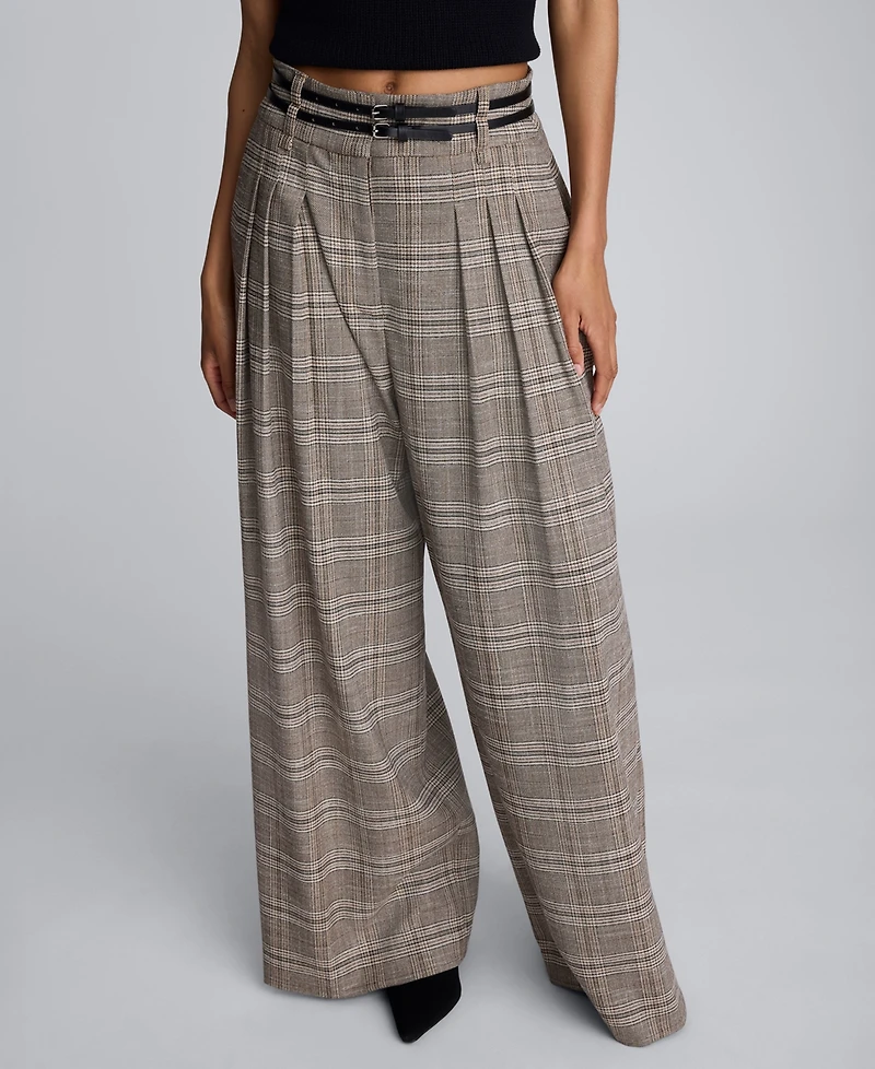 Kenneth Cole Women's Plaid High-rise Pants