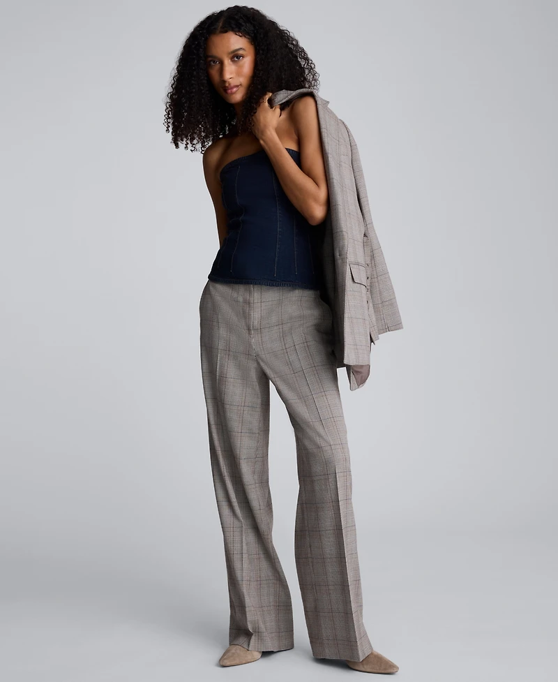 Kenneth Cole Women's Plaid High-Rise Pants