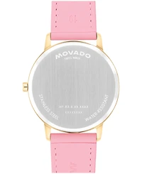 Movado Unisex Face Swiss Quartz Pink Leather Watch, 39mm