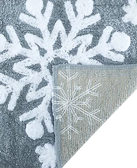 Holly Bells Snowflakes Cotton Bath Rug, 20" x 32"