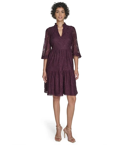 Jessica Howard Women's Lace V-Neck Babydoll Dress