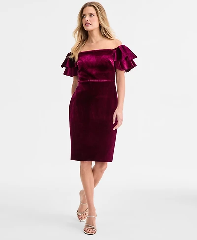 Eliza J Women's Velvet Off-The-Shoulder Dress