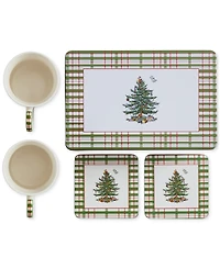 Spode Christmas Tree 5-Piece Mug & Tin Coaster Set