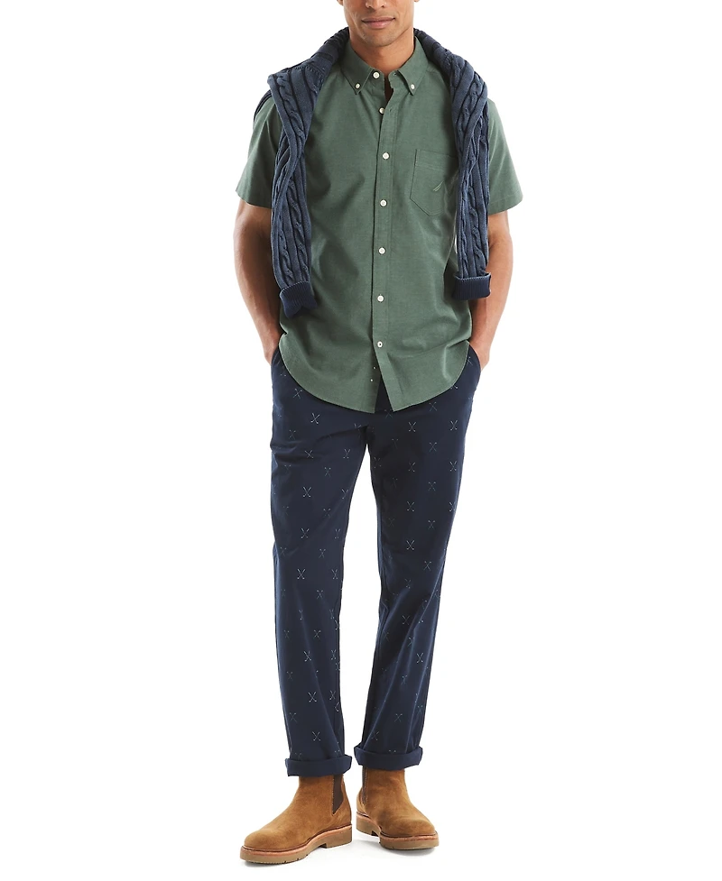 Nautica Men's Short Sleeve Button-Down Oxford Shirt
