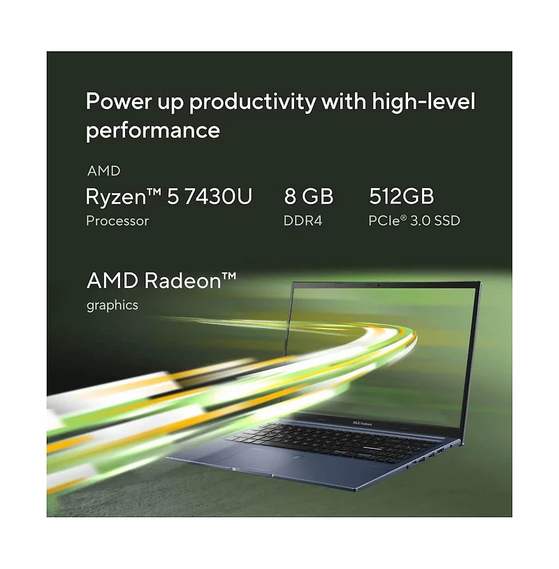 Asus 15.6" Vivobook 15 Laptop 8GB Ram Amd Ryzen 5-7430U - Amd Radeon Graphics 512 Gb Sdd Storage