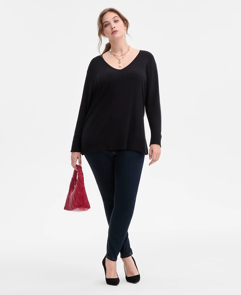 I.n.c. International Concepts Plus V-Neck Long-Sleeve Tunic, Macy's Exclusive