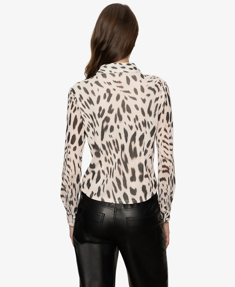 Sanctuary Women's Fitted Mesh Button Down Top