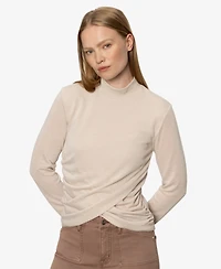 Sanctuary Women's Draped Mock Neck Top