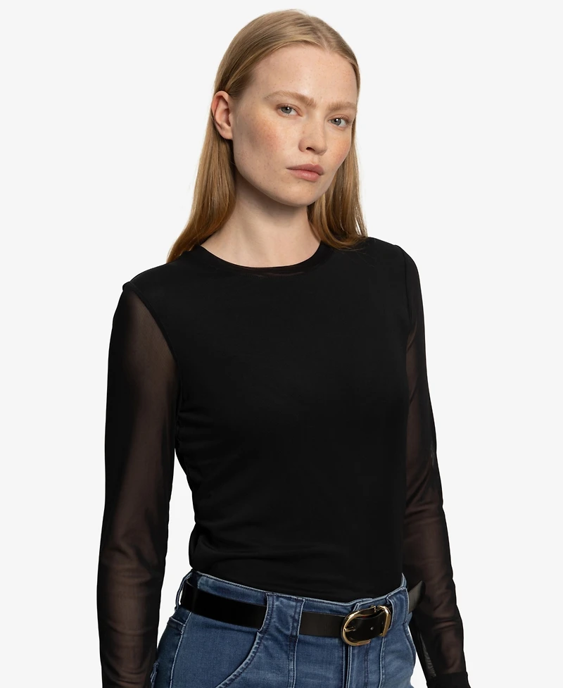 Sanctuary Women's Long Sleeve Perfect Mesh T-Shirt