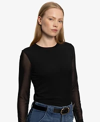 Sanctuary Women's Long Sleeve Perfect Mesh T-Shirt