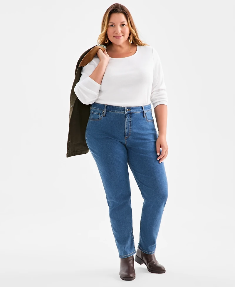 Style & Co Plus Size Scoop-Neck Long-Sleeve Top, Exclusively for Macy's
