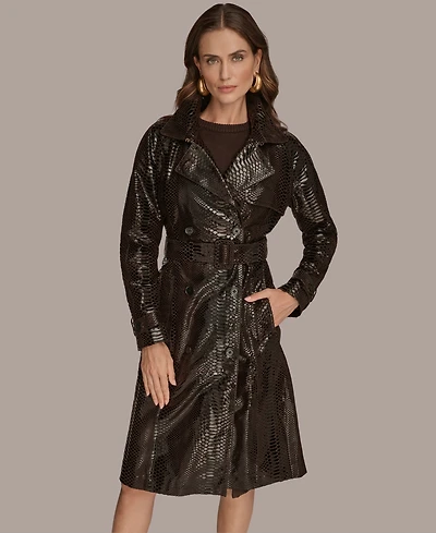 Donna Karan New York Women's Double Breasted Belted Trench Coat