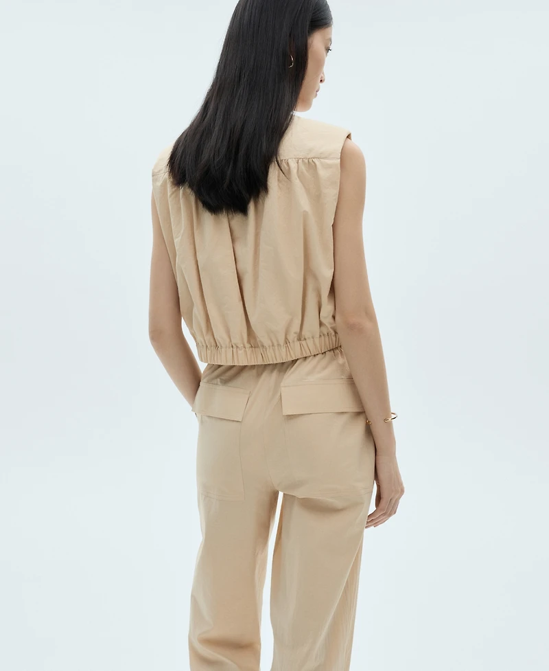 Mango Women's Gathered Details Cotton Blouse