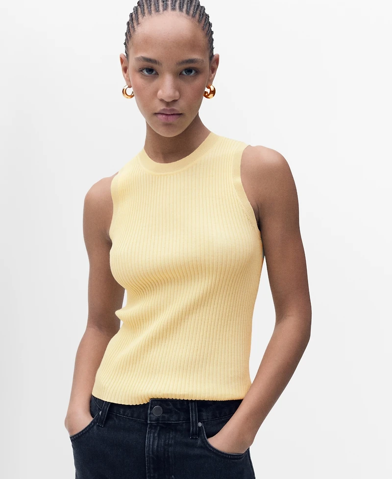 Mango Women's Ribbed Knit Top