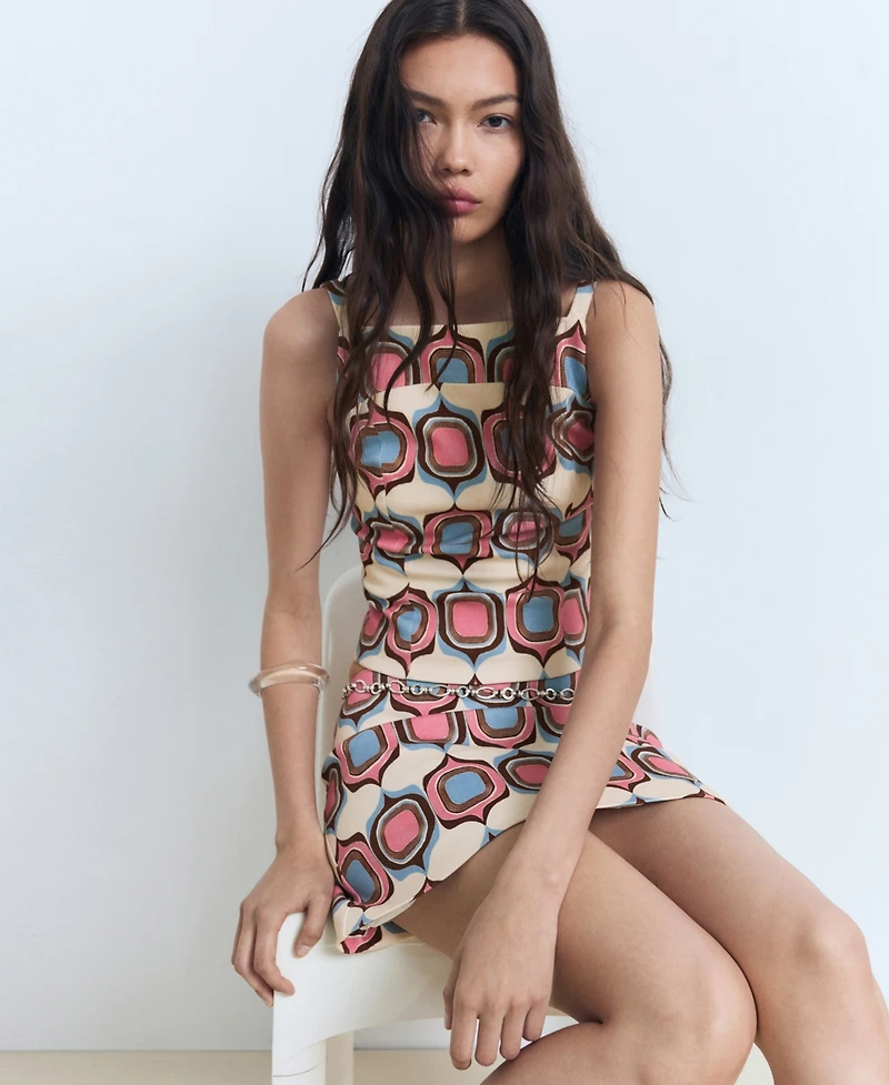 Mango Women's Printed Boat-Neck Top