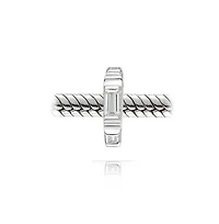 Bling Jewelry Geometric Baguette Cz Thin Spacer Bead Charm Cubic Zirconia .925 Sterling Silver Fits European Bracelet