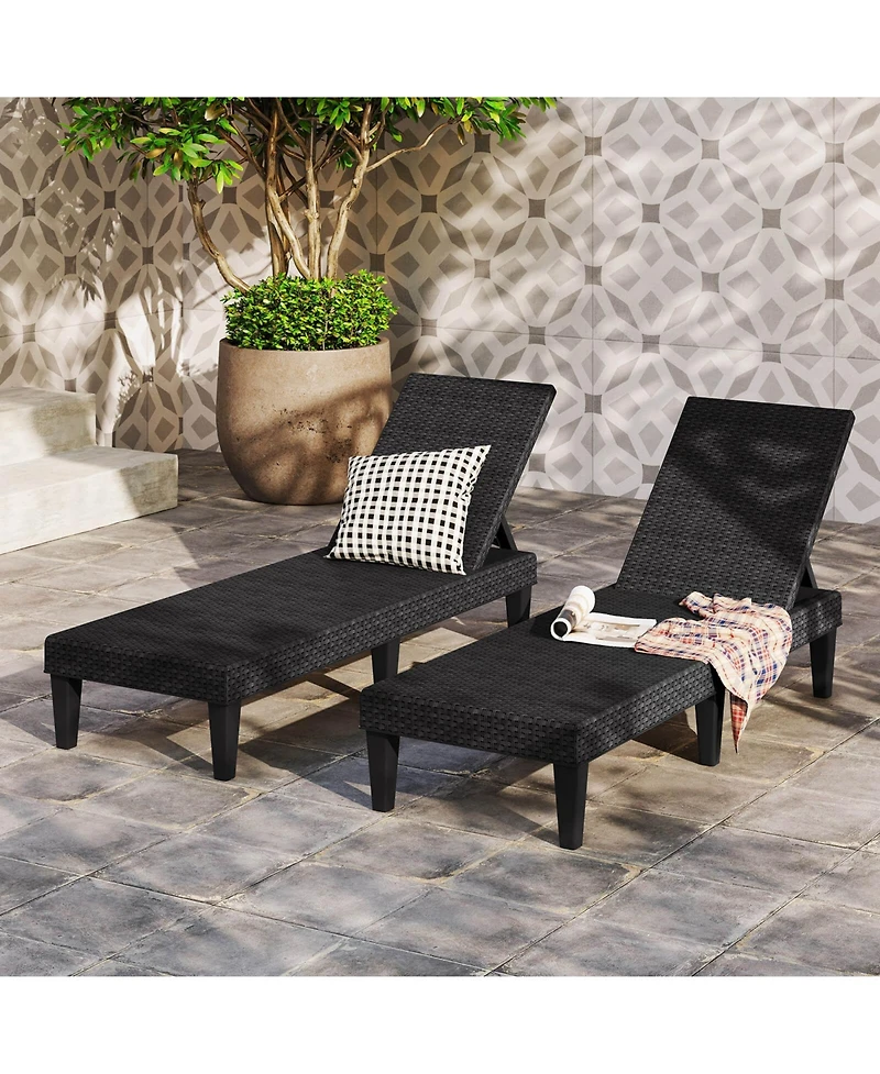 Costway Outdoor Chaise Lounger Chair 3-Position Reclining with Waterproof Rattan