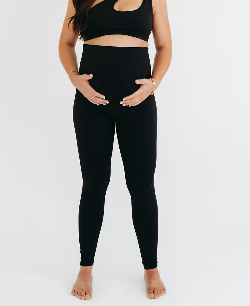 Axk Women's Athletic Maternity Legging with Supportive Belly Band