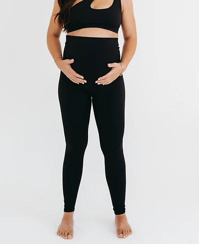 Axk Women's Athletic Maternity Legging with Supportive Belly Band