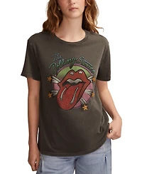 Lucky Brand Women's Rolling Stones Star Lips Boyfriend T-Shirt