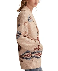Lucky Brand Women's Santa Fe Horse V-Neck Cardigan