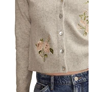 Lucky Brand Women's Cloud Soft Embroidered Crewneck Cardigan