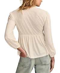 Lucky Brand Women's Embroidered Yoke Square Neck Top