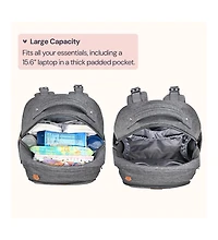 BabbleRoo Kids Diaper Bag Backpack Versatile Travel Mummy with Changing Pad & Accessories, Light Gray