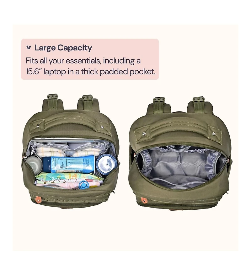 BabbleRoo Kids Diaper Bag Backpack Versatile Travel Mummy with Changing Pad & Accessories, Light Gray