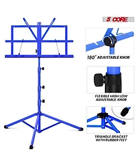 5 Core Music Stand Adjustable Desktop Book Stands Portable Sheet Holder All Metal Foldable Bookstand