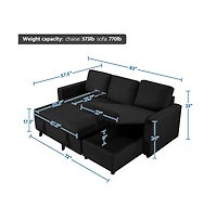 L-Shaped Reversible Sleeper Sectional Sofa with Chaise & Usb Type-c Ports