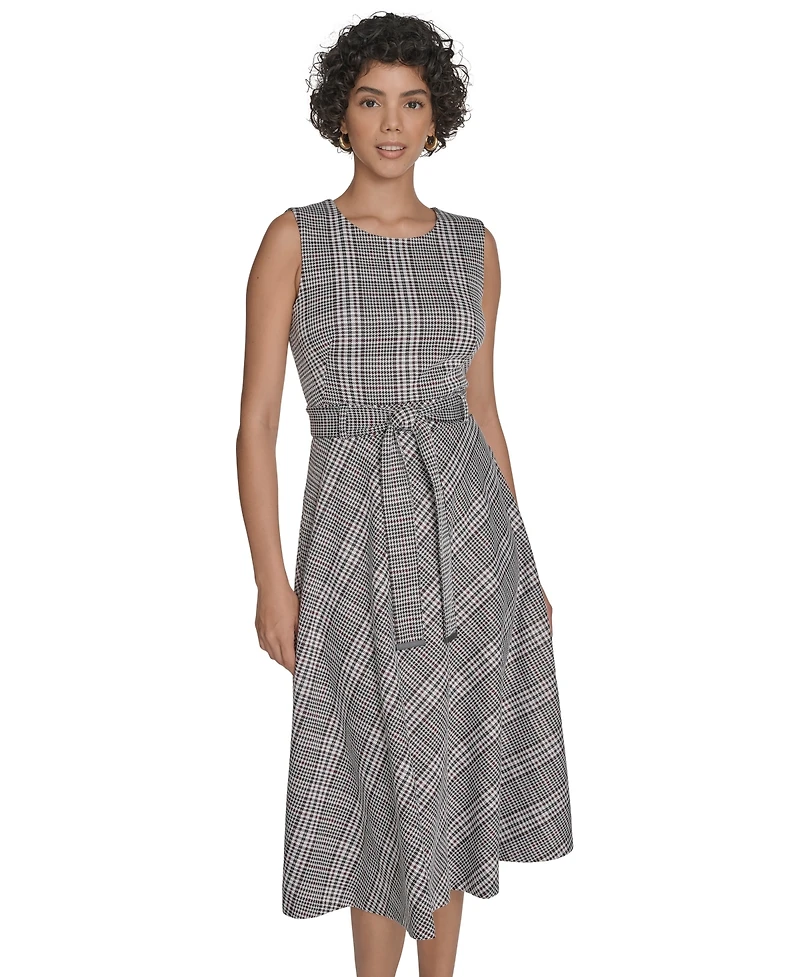 Calvin Klein Women's Plaid Sleeveless Midi Dress