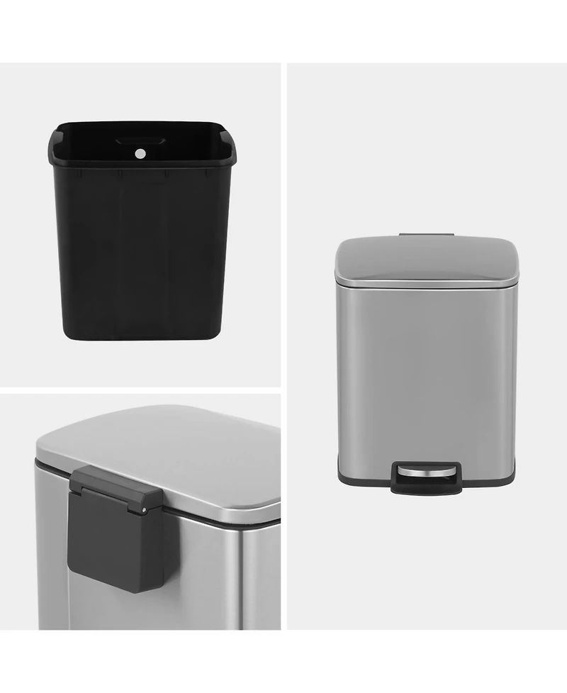 Mega Casa 5.3 Gal./20 Liter Rectangular Stainless Steel step-on Trash Can for kitchen