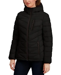 Nautica Women's Hooded Zip-Front Puffer Coat